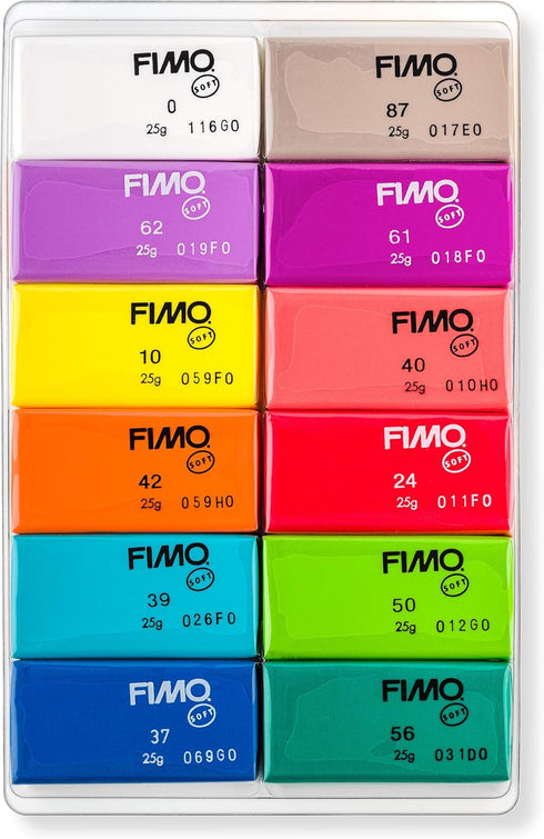 STAEDTLER 8023 C12-2 FIMO Soft Oven Hardening Modelling Clay 12 x 25 g Blocks - Brilliant Colours...