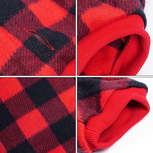 Pet Christmas Pajamas Red Black Buffalo Plaid Jumpsuit Dog Cat Soft Winter Clothes Puppy Doggie Checkered Sweater Apparel (Small)...