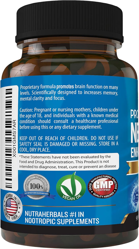 Brain Booster Supplement -"90 Day Supply"- Nootropics Mental Clarity, Memory & Focus. Scientifically Formulated for Prolonged Performance - DMAE, ...