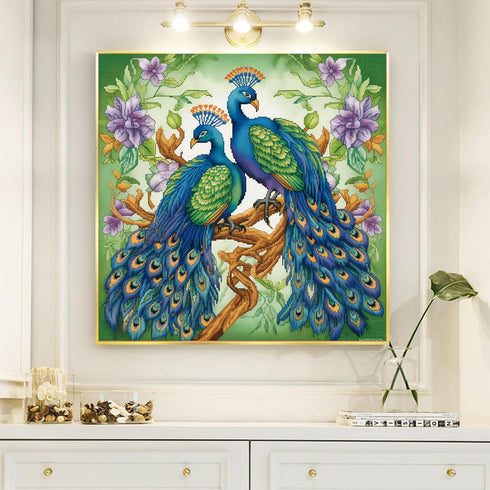 51buyoutgo Peacock 11ct Cross Stitch Kits, 11 CT Easy Funny Pre Printed Counted Stamped Cross Stitch Embroidery Needlepoint Needlework Patterns Ki...