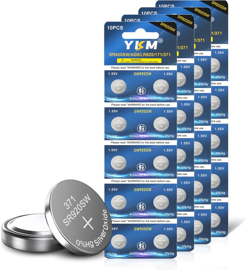 SR920SW 370 371 Watch Battery AG6 LR921 V371 1.55V Silver Oxide Battery Long Lasting Button Coin Battery 40 Pack...