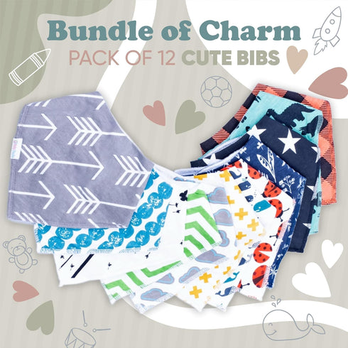 Baby Bandana Bibs 12 Pack - Organic Baby Bibs for Boy and Girls, Soft and Stylish Baby Drool Bibs for Teething and Drooling, Ultra Absorbent Bibs ...