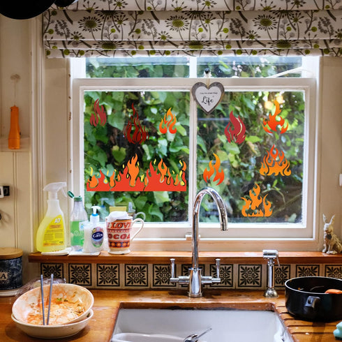 FINGERINSPIRE Flame Stencil 11.8x11.8 inch Reusable Fire Stencil Plastic 9 Styles Fire Pattern Stencil Flame Painting Decor Template for Arts Wind...