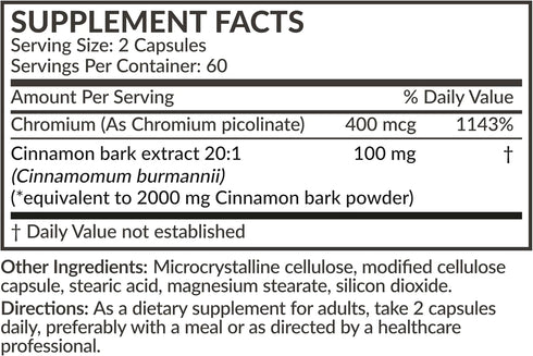 Futurebiotics Cinnamon Plus Chromium Picolinate Supplement, High Potency Chromium, Non-GMO, 120 Vegetarian Capsules...