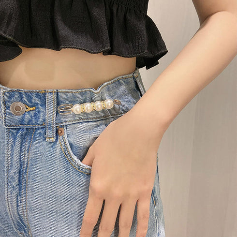 Fashion Pearl Brooch,Sweater Shawl Clip Double Faux Pearl Brooches Waist Pants Extender Safety Pins 4-14Pcs...