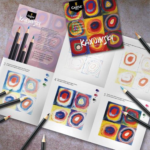 Castle Arts Themed 24 Coloured Pencil Set in Tin Box, perfect ‘Kandinsky’ inspired colours. Featuring quality, smooth coloured cores, superior ble...
