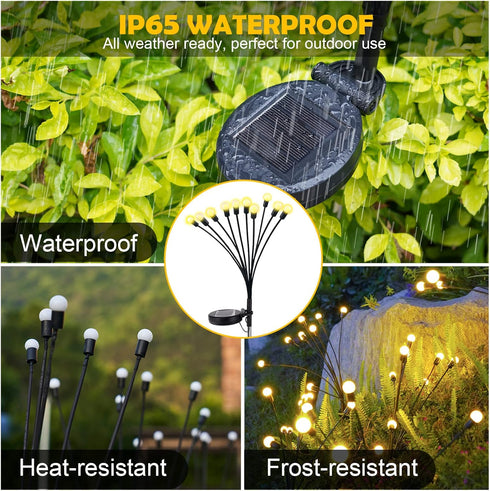 2 Pack Solar Garden Lights, 20LED Solar Powered Firefly Lights, Starburst Swaying Light Waterproof, Solar Garden Decorative Lights, Outdoor Yard P...