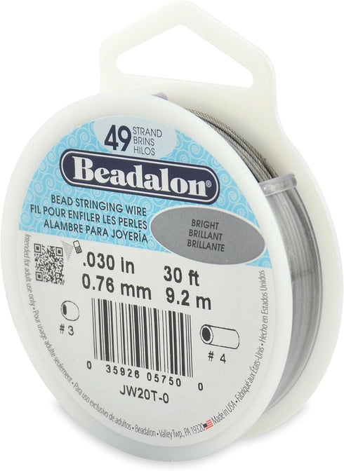 0.030" Bright 49 Strand Beadalon WIre (30ft)...