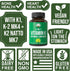Vitamin K with Whole Food Blend of 25+ Vegetables and Fruits for Max Absorption. Vegan Capsules Supplement. Vitamins K1, K-2 MK4 + K2 Natto MK7. A...