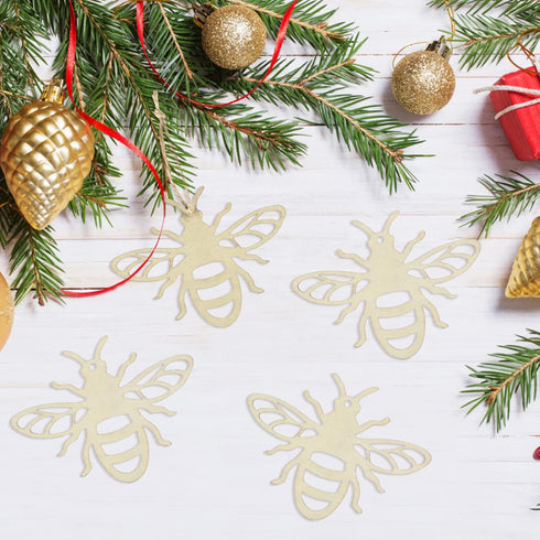 Amosfun 20pcs Bee Wooden Ornaments Unfinished Wood Slices Crafts Predrilled with Hole Spring Easter Bee Festival Party Decorations DIY Painting St...