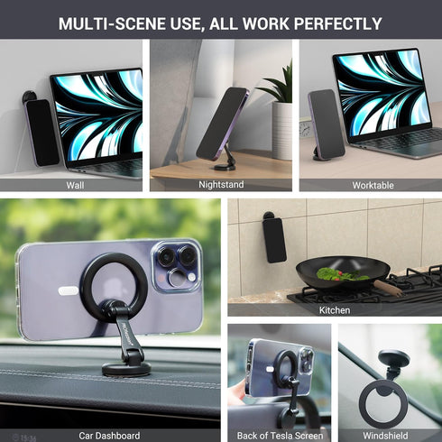 PROfezzion Magnetic Car Phone Mount, 2 x 180 Folding & Double 360 Rotating, Designed for iPhone 15/14/13/12 Series, 2023 Upgraded Super Magnets, 3...