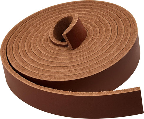 Mandala Crafts 3/4 Inch Wide Brown Leather Straps for Crafts - 2.5mm Thick 6 Feet Long Flat Soft Genuine Full Grain Cowhide Leather Strips Bands f...