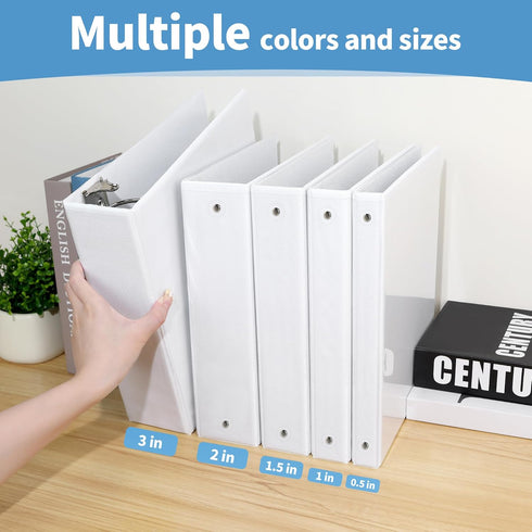 SUNEE 3 Ring Binder 1 Inch 1 Pack, Clear View Binder Three Ring PVC-Free (Fit 8.5x11 Inches) for School Binder or Office Binder Supplies, White Bi...