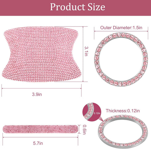 BOHISEN 10pcs Car Rhinestone Bling Door Handle Reflective Trim Stickers Universal Side Rear View Mirror Safety Scratch Resistant Protector Cover f...