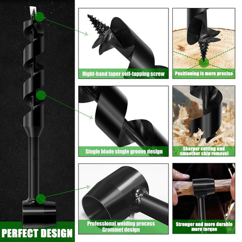 1" x 10" Long Scotch Eye Hand Wood Auger Drill Bit,1 Inch Hand Auger Wrench Manual Hole Maker for Bushcraft Settlers Gear Backpack & Camping Survi...
