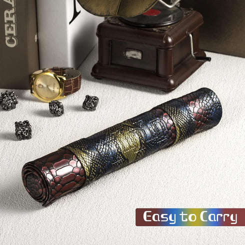 DNDND Dice Mat and Storage, 2 in 1 Dragon Scale Scroll PU Leather with Velvet for Table Games Dungeons and Dragons DND D&D (Dragon Scale)...