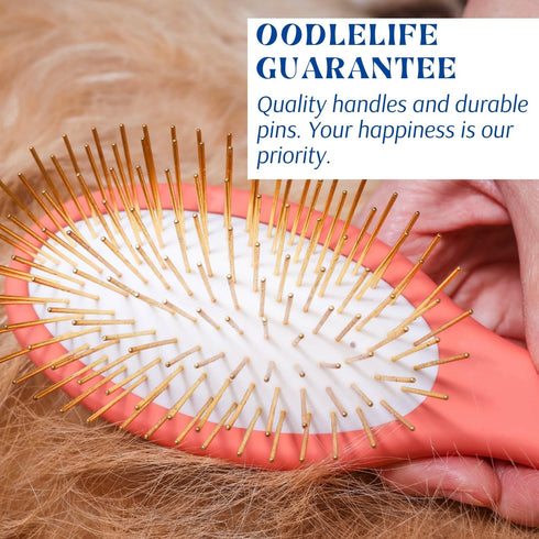 Pet Grooming Detangler Pin Dog Brush For Shedding and Removing Loose Fur, Premium Lightweight Wood with Gold Plated Pins for Long Hair (Pin Brush ...