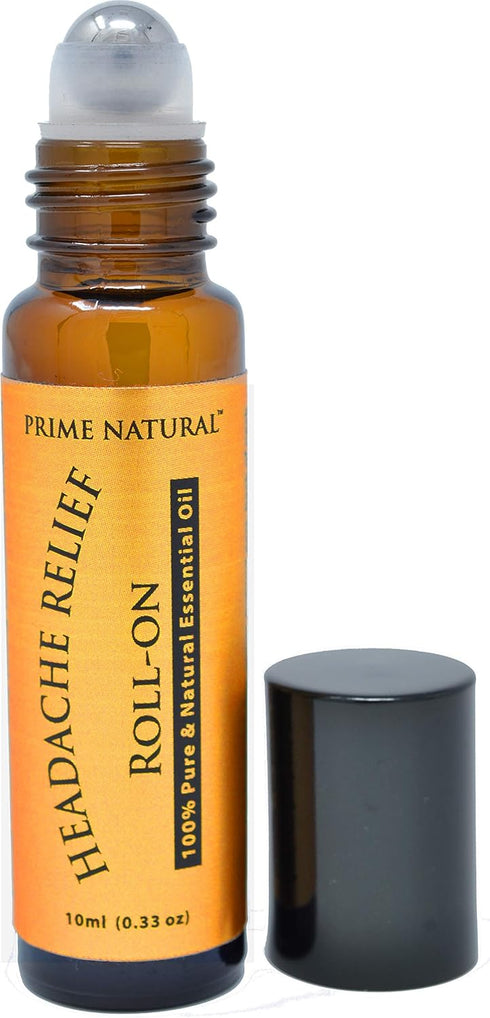 Headache Relief Essential Oil Roll On 10ml, Pre-Diluted, Ready to Use Roller for Migraine, Tension, Calming, Soothing, Grounding, Sore Muscles, Sp...