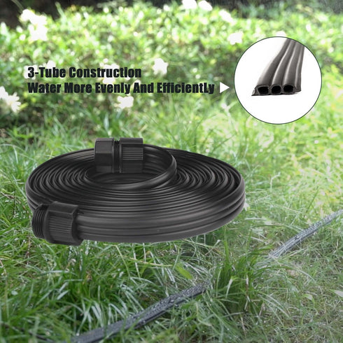 PVC Flat Sprinkler Hose with Garden Hose Quick Connector 3/4" GHT Fittings, Irrigation Soaker Hose, Drip Hose, Save Water (15FT, Black)...