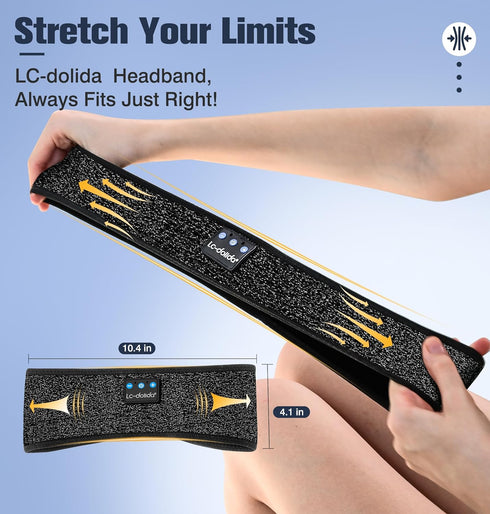 Bluetooth Headphones Headband,Reflective Black Headband Headphones Wireless,High Visibility Bluetooth 5.4 Over Ear Headphones Cooling Headband for...