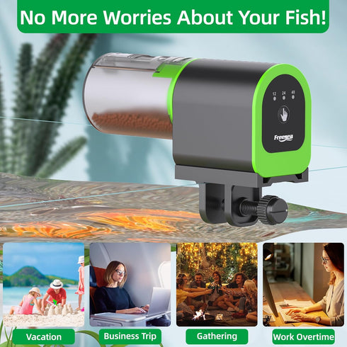 FREESEA Automatic Fish Feeder for Aquarium: Small USB Rechargeable Vacation Auto Fish Food Dispenser with Timer...