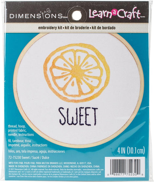 Dimensions 'Sweet' Short N' Sweet Mini Embroidery Kit for Beginners, 4''...