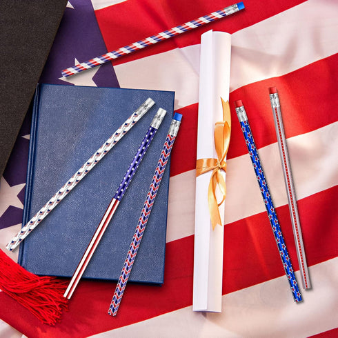 American Flag Pencils Wooden Patriotic Pencils for 4th of July USA Independence Day Parades Party Favors School Office Supplies (36 Pieces)...