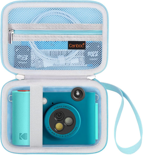 Canboc Carrying Case Compatible with KODAK Smile+ Wireless Digital Instant Print Camera, Mesh Pocket fit Photo Paper, USB Cable, Blue (Case Only)...