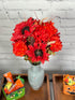 Admired By Nature Artificial Bouquet Bush 18 Stems of Mums, Sunflowers, Zinnia, Foliage (Brick Red) - for Fall Home Decor, Weddings, Events, Parti...
