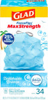 Glad Trash Bags, ForceFlexPlus Tall Kitchen Drawstring Garbage Bags, 13 Gallon, Febreze Beachside Breeze, 34 Ct...