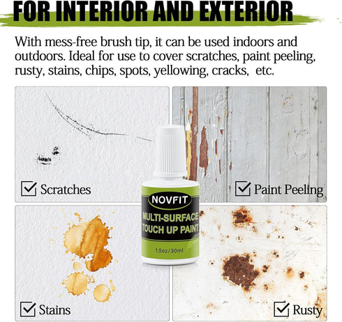 Multi Surface Touch Up Paint, Interior and Exterior House Paint Pen with brush, Scratch Repair for Wall, Furniture, Door, Cabinet(Gloss White) 1.5...
