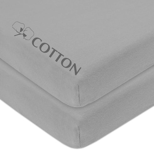 American Baby Company 2 Pack 100% Natural Cotton Fitted Pack and Play Sheets 39" x 27" - Soft & Breathable Pack N Play Sheets for Playard & Mini C...