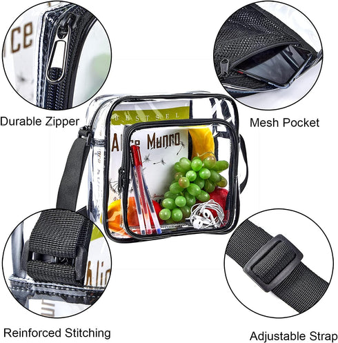 Clear Crossbody Bag Stadium Approved, Clear Messenger Shoulder Bag with Adjustable Strap for Work, Concerts, Sports Events...