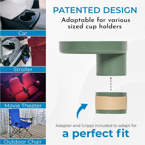 Travel Tray Round, USA Made Easily Convert Your existing Cup Holder to a Tray and Cup Holder for use in a Car Seat, Booster, Stroller, Golf Cart a...
