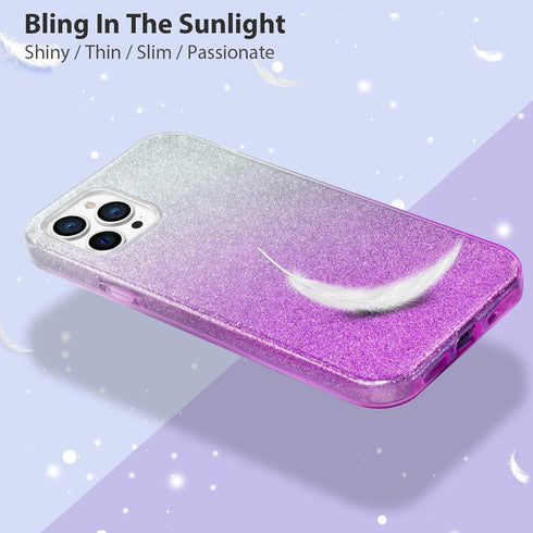 MATEPROX Compatible with iPhone 12 Pro case Compatible with iPhone 12 Cases Glitter Bling Sparkle Cute Girls Women Protective Cover (Gradient Purp...