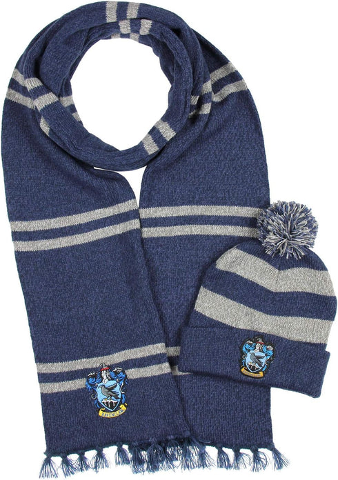 Harry Potter Hogwarts Houses Knit Scarf & Pom Beanie Set...
