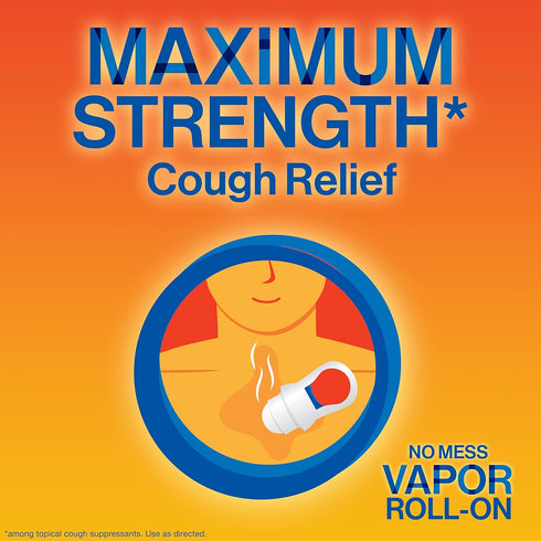 Delsym No Mess Vapor Roll-On Cough Suppressant & Topical Analgesic 1.76 oz with Camphor, Eucalyptus Oil, Menthol, Adults & Kids, Maximum Strength...