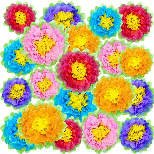 Set of 20 Fiesta Paper Flowers,Colorful Tissue Paper Flowers,Crepe Paper Flowers for Spring Party,Baby Shower,Carnival,Crafts,Wedding Backdrop...