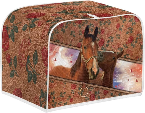 Horse Toaster Dust Cover, Universal Toaster Covers Bread Maker Cover Rsoe Print Bakeware Protector Small Appliance Dust Storage Bag for 4 Slice To...