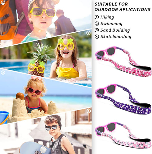 Eyeglass Strap for Kids, No-Tail Adjustable Glass Retainers for Boys & Girls, Floating Sunglass Lanyard for Children...