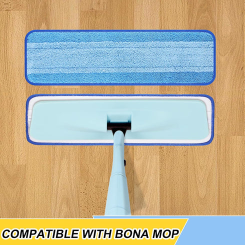 6 Pack Microfiber Spray Mop Replacement Heads for Wet/Dry Mops Reusable Replacement Refills Fits for Bona Floor Care System (Blue-White)...