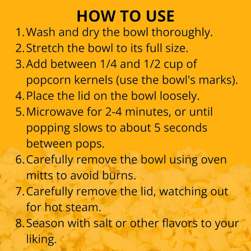 Silicone Microwave Popcorn Popper | KRAMM Popcorn Bowl - Collapsible Bowl with Lid, No Oil Required, BPA-Free, Heat Resistant, Dishwasher Safe - P...