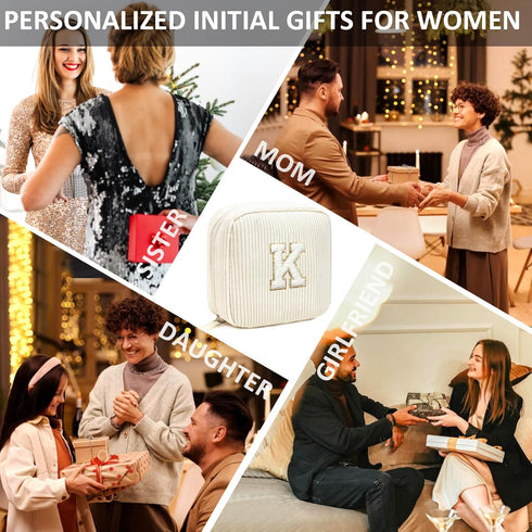 Cute Makeup Bag for Women - Monogram Personalized Initial Makeup Bags Cosmetic Pouch Make Up Case for Women Her Best Friend Friendship Sister Teac...