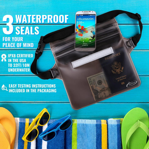 AiRunTech Waterproof Pouch with Waist Strap (2 Pack) | Accessories Best Way to Keep Your Phone and Valuables Safe and Dry | Perfect for Boating Sw...