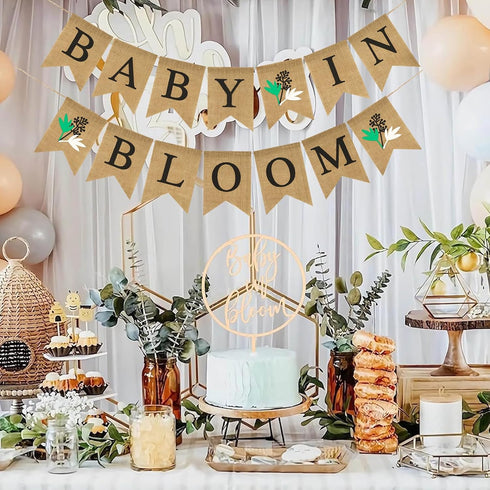 Baby In Bloom Banner, No DIY Baby in Bloom Burlap Banner, Wildfloral Baby in Bloom Banner, Rustic Baby In Bloom Banner for Baby Shower, Welcome Ba...