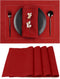 D'Moksha Homes Red Linen Placemats Set of 4 - Classic Hemstitch Placemats 14 x 19 Inch - 100% Pure Linen Table Mats for Summer, Fall and Halloween...