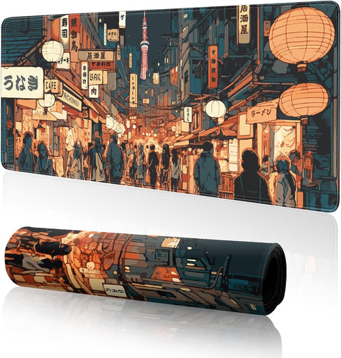 Japanese Street Gaming Mouse Pad Large,Anime Mouse Pad Gaming Mouse Mat Desk Pad,31.5 x 11.8 Desk Mat Anime Mouse Pads for Desk,Extended Keyboard ...