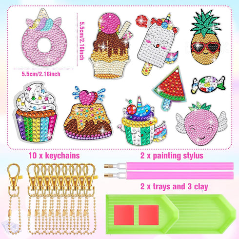 MTLEE 10 Sets Arts and Crafts for Kids Ages 8-12 5D Diamond Painting Keychain Kits Gem Art Kits for Girls Crafts Gem Painting Kits Diamond Art Gif...