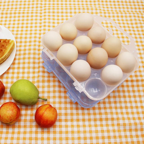 YOHA Clear Egg Storage Box Delicate 12 Girds Egg Dispenser Holder Case Refrigerator Crisper Camping Picnic Travel Portable Egg Carriage,Clear-12...