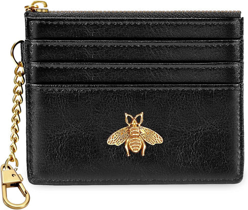 SEAVILIA Card Holder Keychain Wallet for Women/Men with ID Window Rfid Coin Purse Bee Gifts Slim Minimalist Small Wallet...